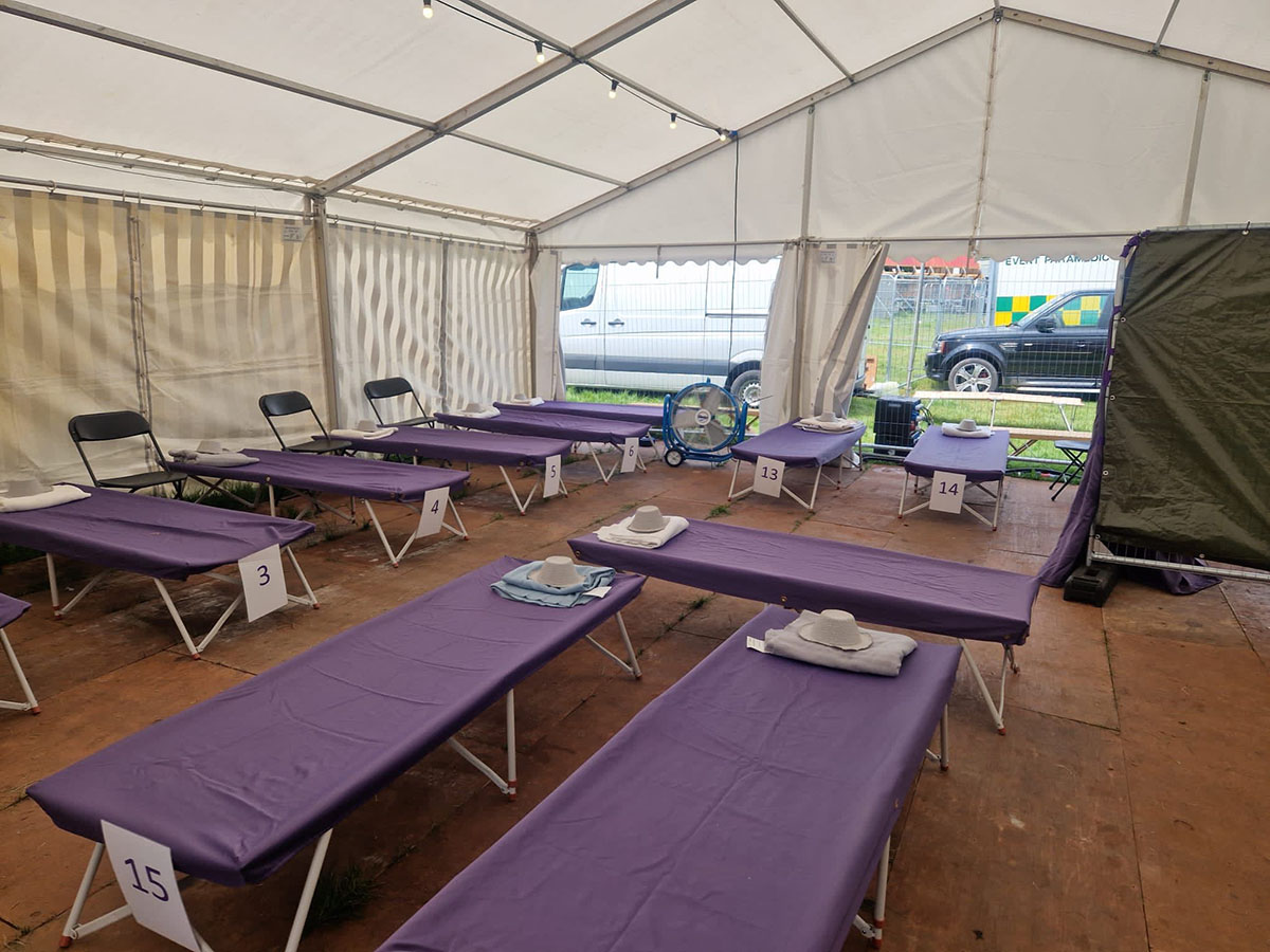 The iThink Welfare Solutions tent rest and recovery beds